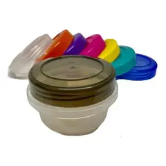 GENERICO - Contenedor Redondo Plástico 150ml Tapa Multicolor Reutilizable