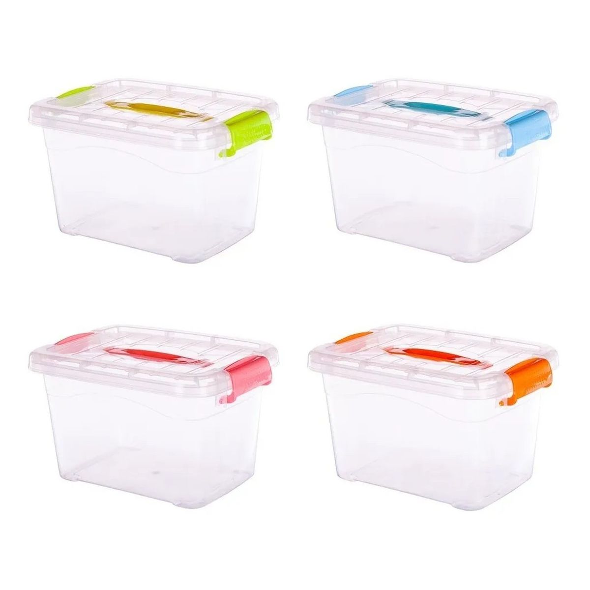 GENERICO - Caja Organizadora Plástica Transparente Con Asa Color Azul