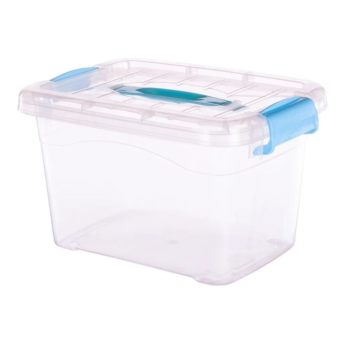 GENERICO - Caja Organizadora Plástica Transparente Con Asa Color Azul