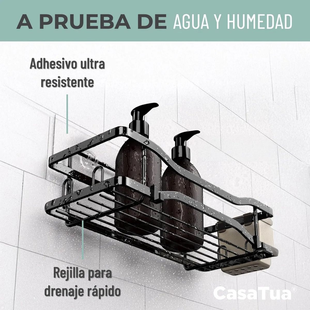 GENERICO - Estantería Adhesiva De Metal Resistente A Agua Y Humedad