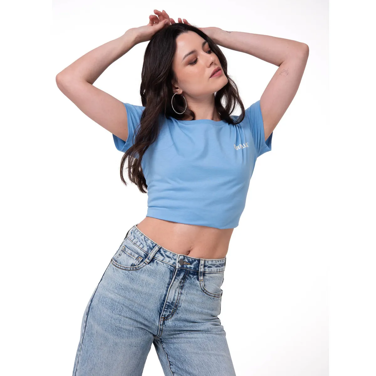 CAT - Polera MC Mujer W Caterpillar Logo T Celeste CAT