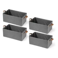 GENERICO - Caja Organizadora Tela Gris Con Asas Plegable 28x20x47 cm