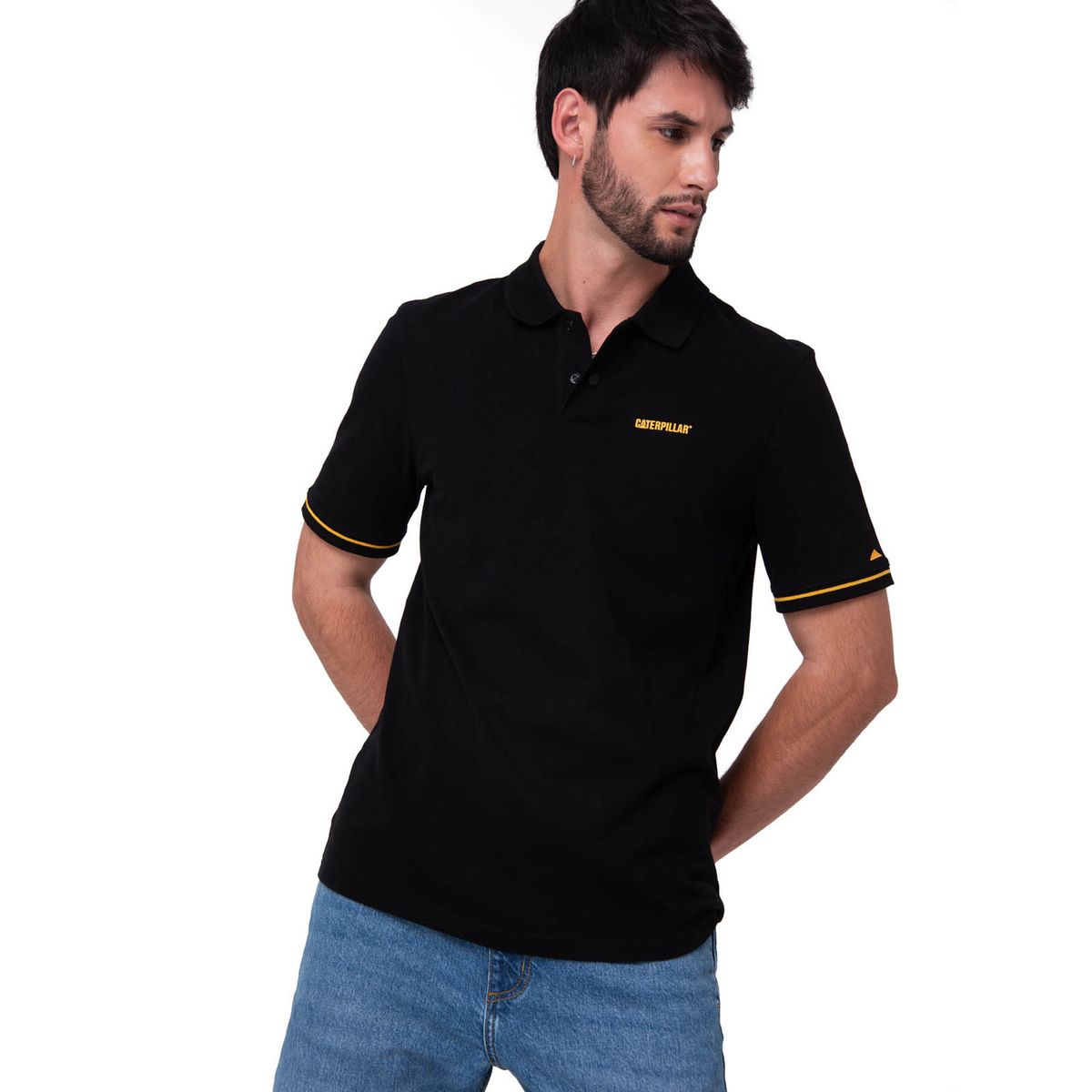 CAT - Polo Manga Corta Hombre Caterpillar Slim Negro CAT