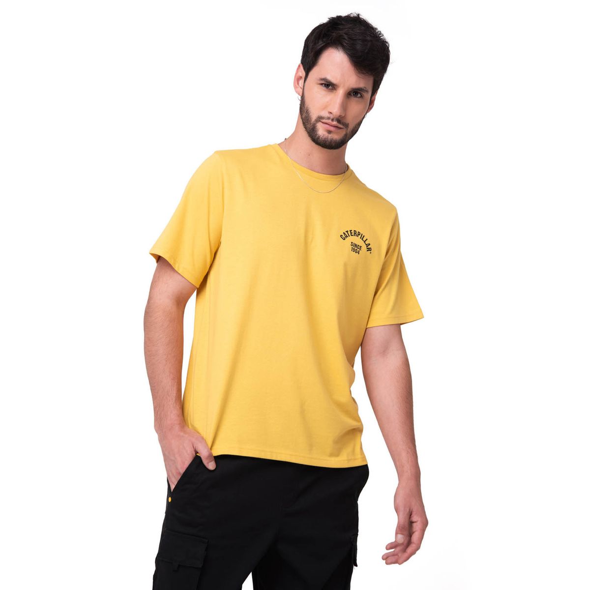 CAT - Polera Manga Corta Hombre Graphic Moto Amarillo CAT