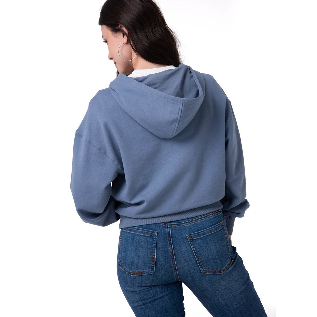 CAT - Polerón Mujer Relaxed French Terry Full Zip Azul CAT