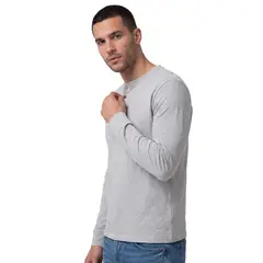 CAT - Polera Manga Larga Henley Hombre Slub Knit Gris