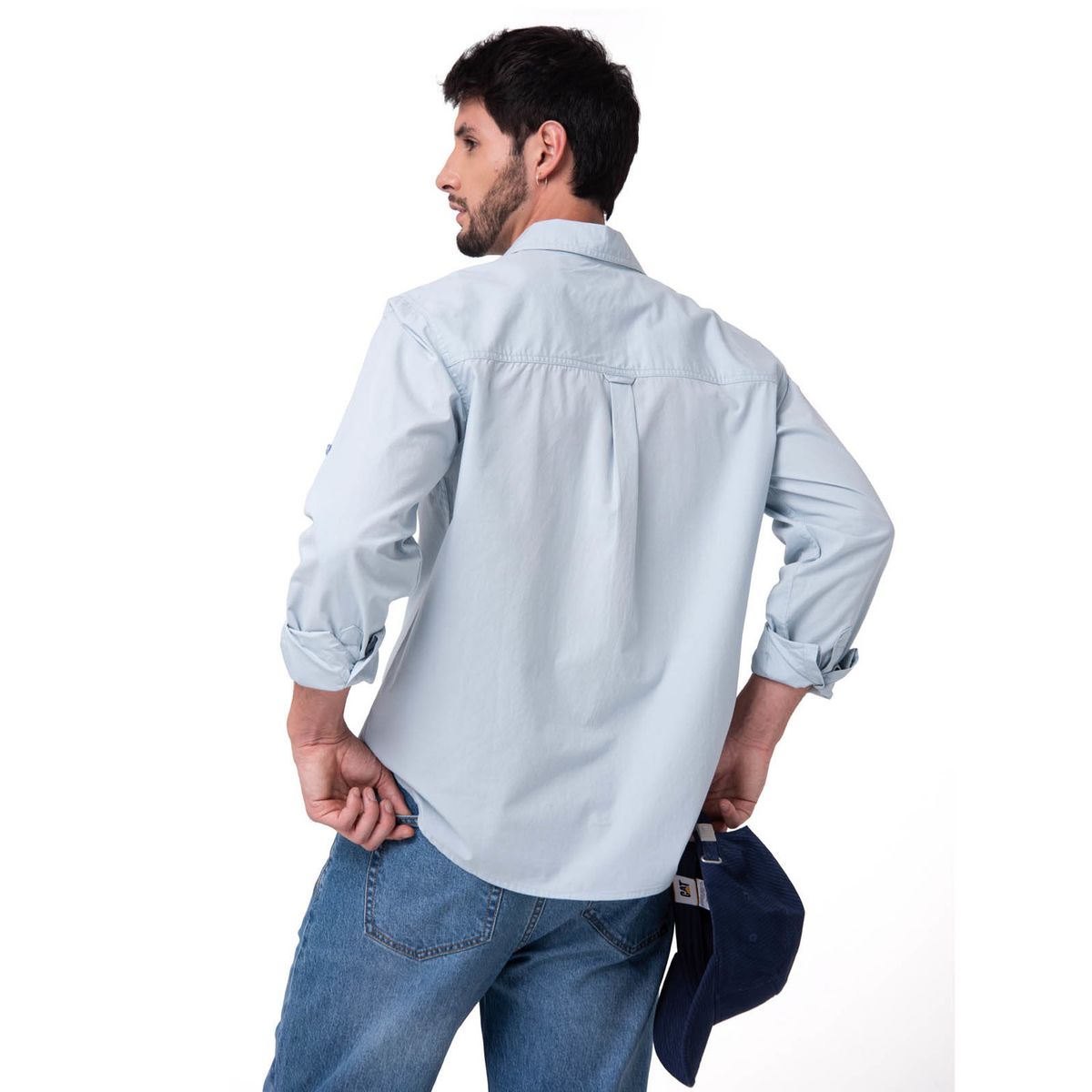 CAT - Camisa Hombre Popplin Convertible Celeste CAT