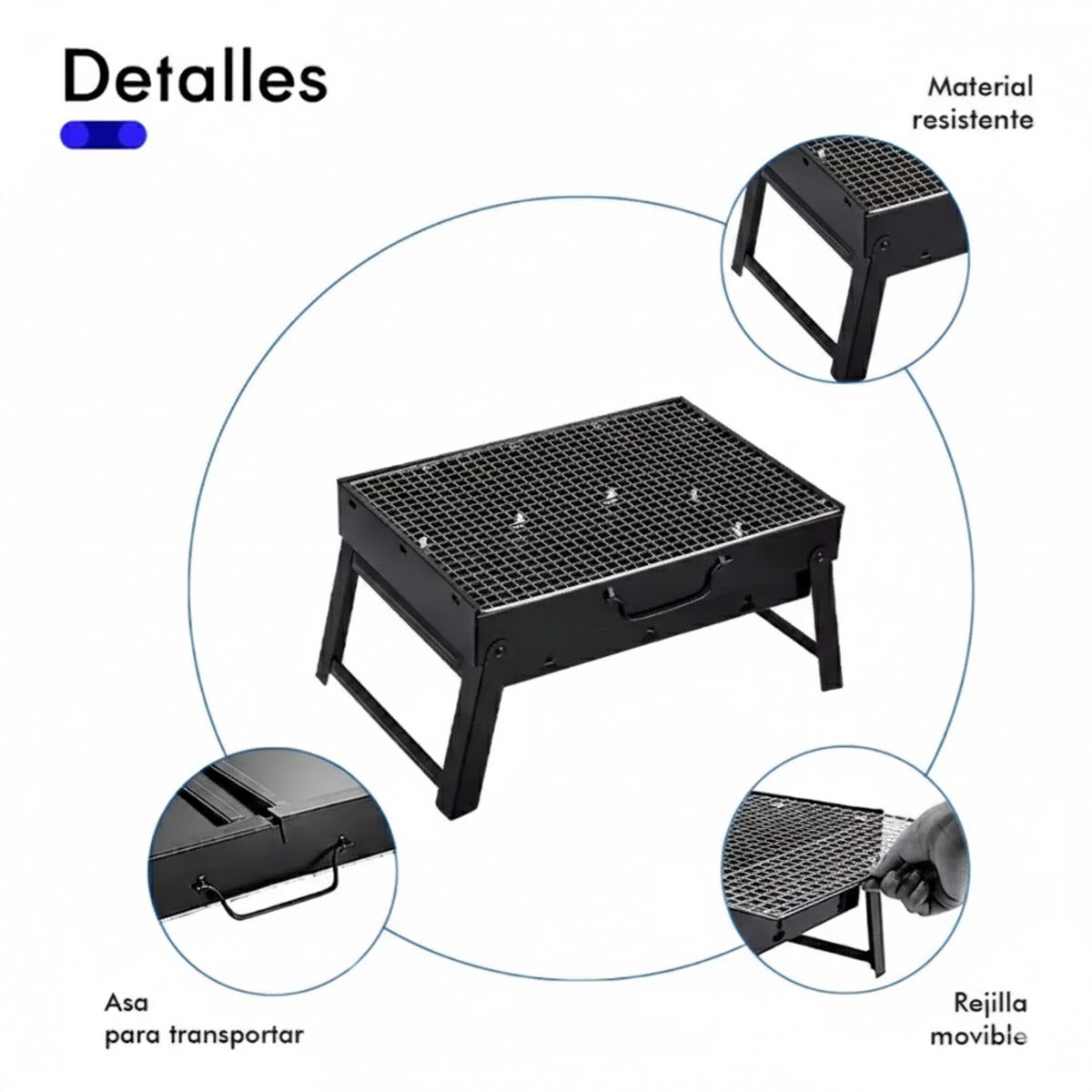 GENERICO - Mini Parrillera Plegable De Carbón Portátil Barbacoa 43X29CM