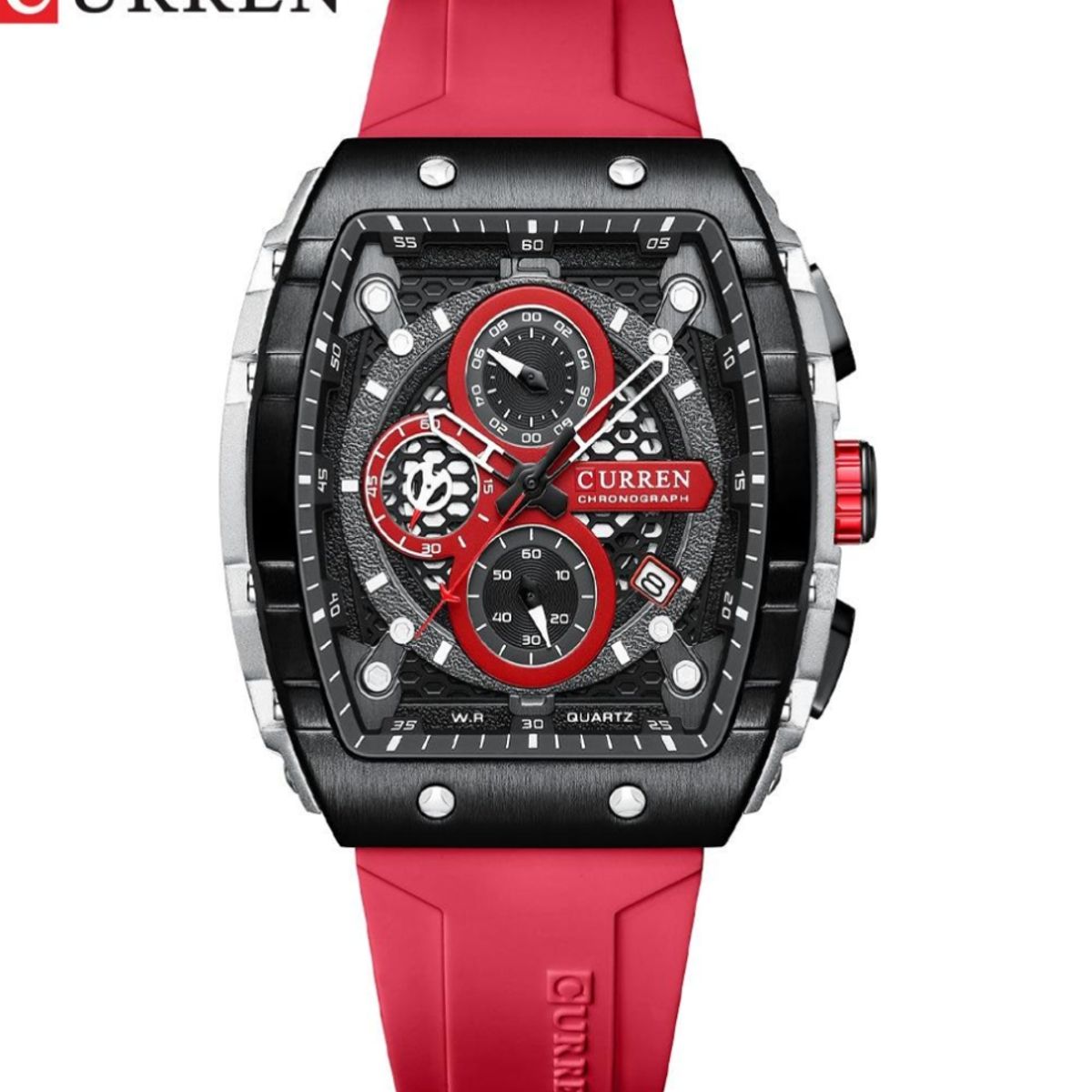 CURREN - Reloj Curren 8442 Cronógrafo Hombre Quartz Rojo Calendario