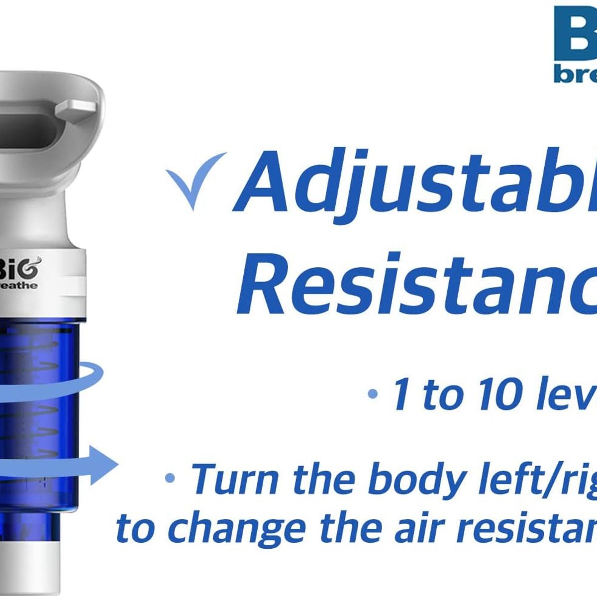 BIGBREATHE - Ejercitador Muscular Inspiratorio Imt Medio Azul Bigbreath