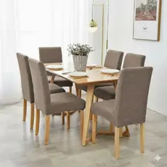 DIANA - FUNDAS SILLA CUADRILLE SET DE 6 PIEZAS UNICOLOR CAFE/ MARRON DISEÑO ELEGANTE