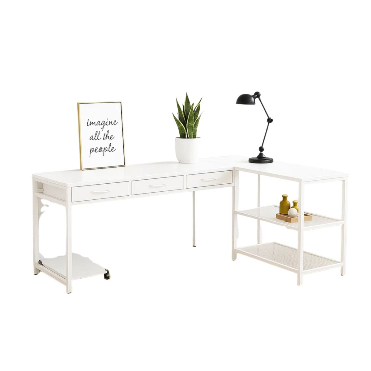 HABITA2 CHILE - Escritorio Mónica en L con Estación de Carga Integrada