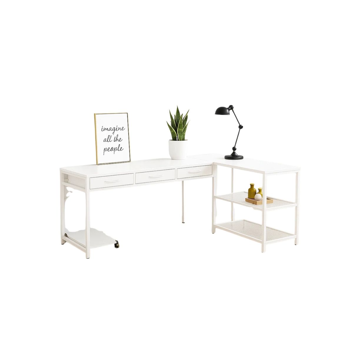 HABITA2 CHILE - Escritorio Mónica en L con Estación de Carga Integrada