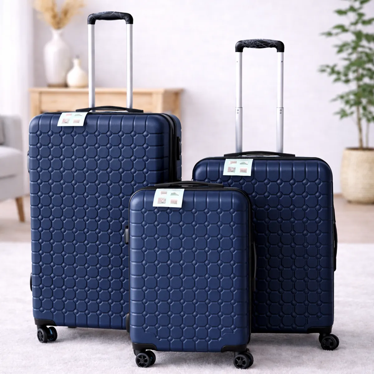 GENERICO - Set 3 Maletas Rigidas Ruedas 360 Azul 26