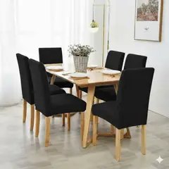 DIANA - FUNDAS SILLA CUADRILLE SET DE 6 PIEZAS UNICOLOR NEGRO DISEÑO ELEGANTE