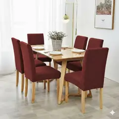 DIANA - FUNDAS SILLA CUADRILLE SET DE 6 PIEZAS UNICOLOR BURDEO DISEÑO ELEGANTE