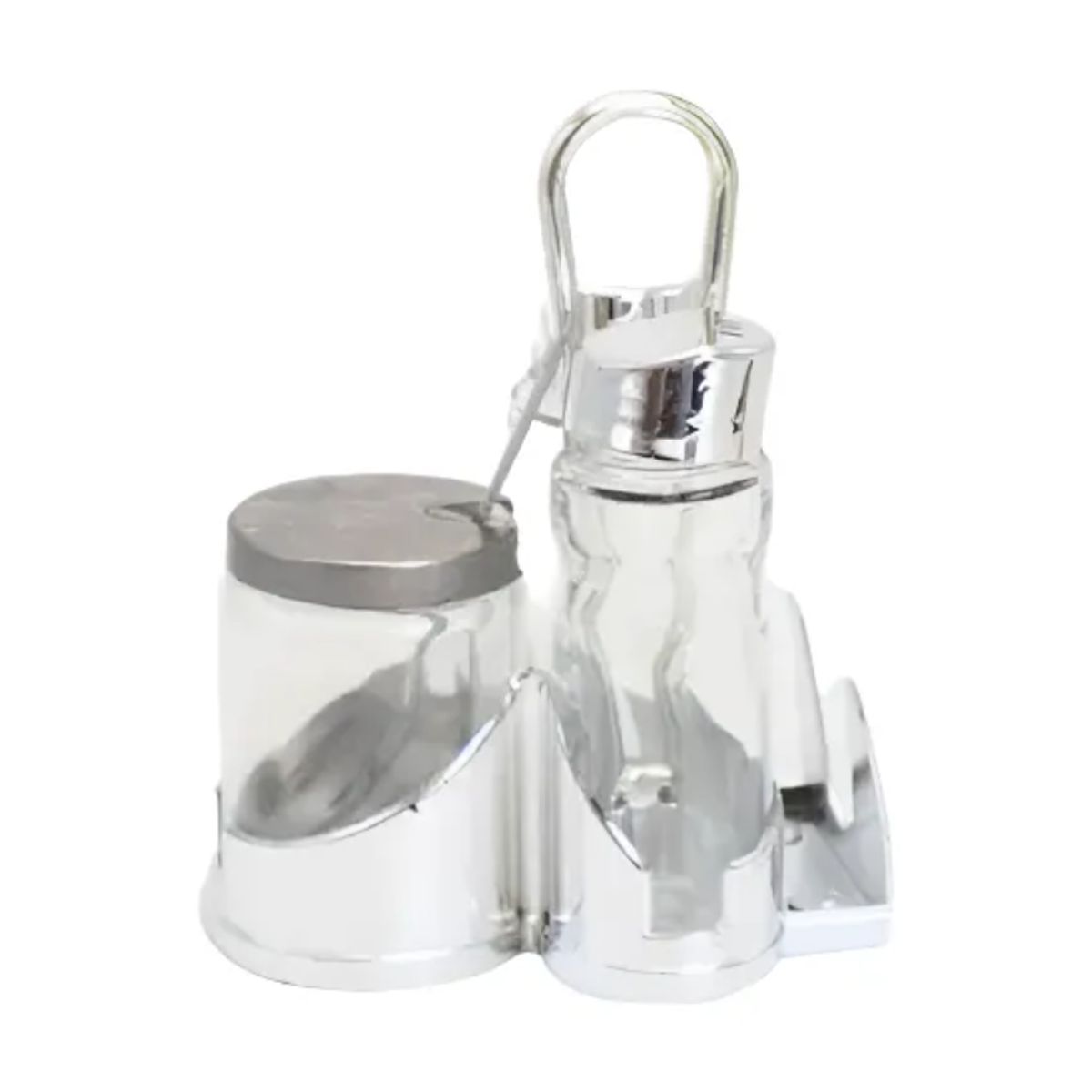 GENERICO - Set de alcuza de acero inoxidable y vidrio para mesa