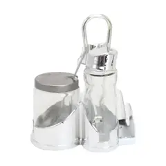 GENERICO - Set de alcuza de acero inoxidable y vidrio para mesa