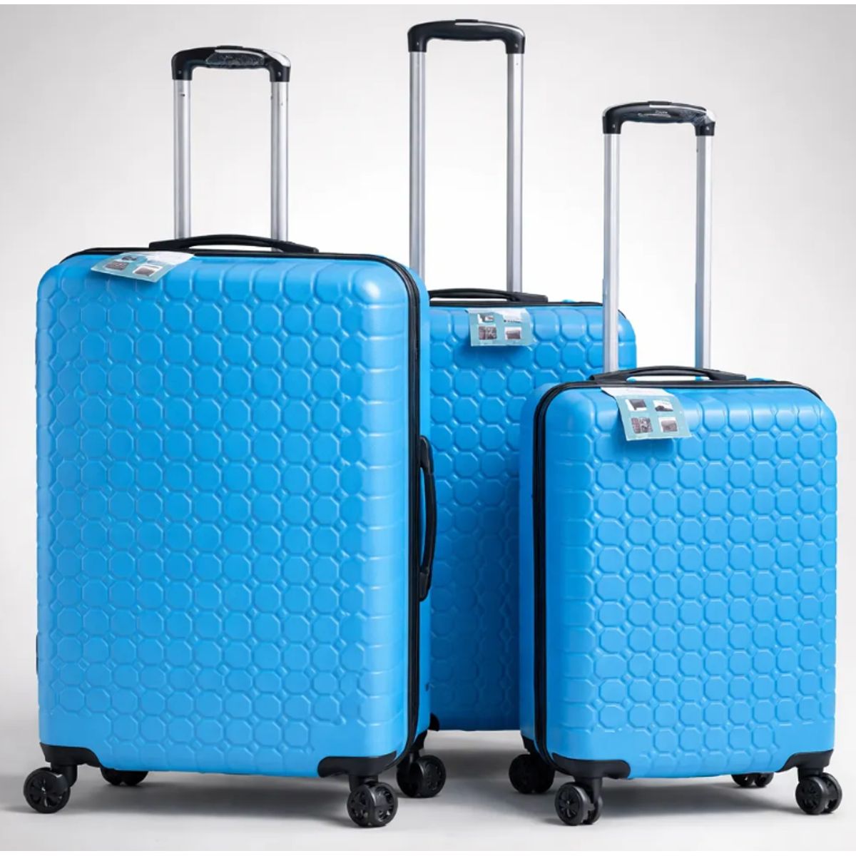 GENERICO - Set 3 Maletas Rigidas Ruedas 360 Celeste Acero 26
