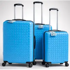 GENERICO - Set 3 Maletas Rigidas Ruedas 360 Celeste Acero 26
