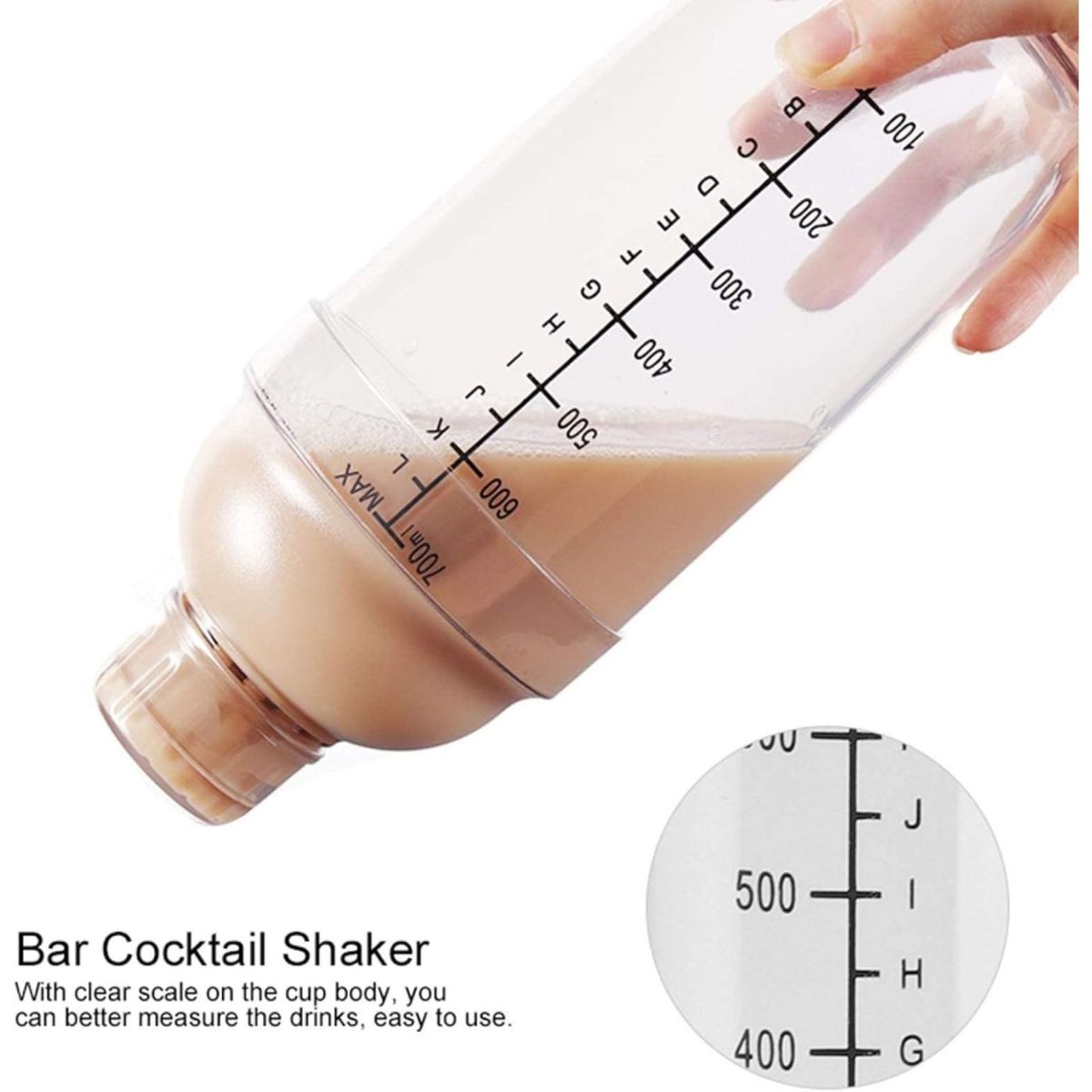 GENERICO - Coctelera De Plastico Shaker Con Escala Medidora 750ml