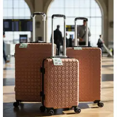 GENERICO - Set 3 Maletas Rigidas Ruedas 360 Oro Rosa 26