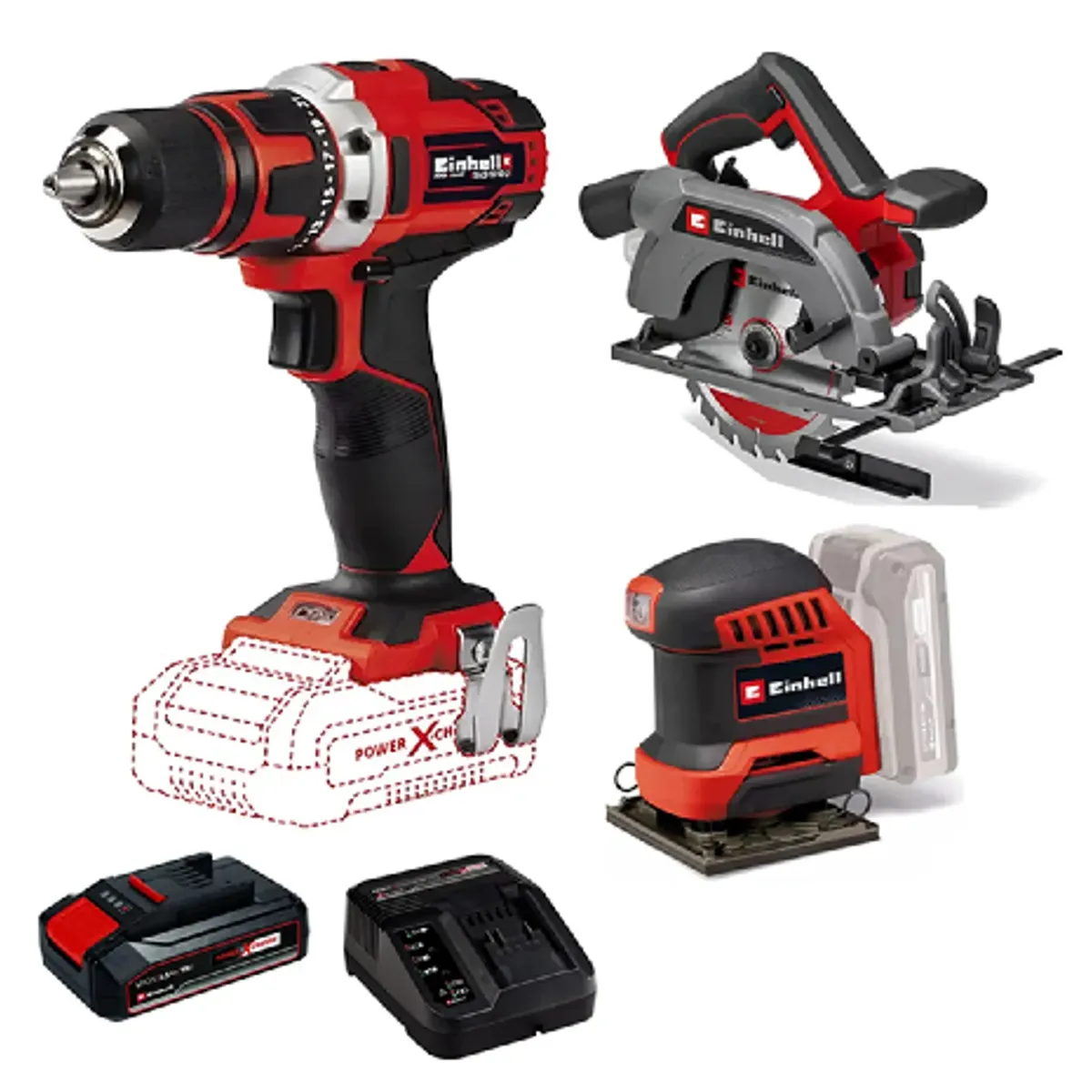 EINHELL - Taladro Atornillador+ Galletera Esmeril Angular 18v Einhell Unico 451392543312304460731-12