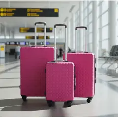 GENERICO - Set 3 Maletas Rigidas Ruedas 360 Fucsia 26.