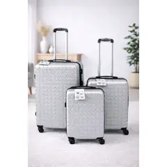 GENERICO - Set 3 Maletas Rigidas Ruedas 360 Plata 26