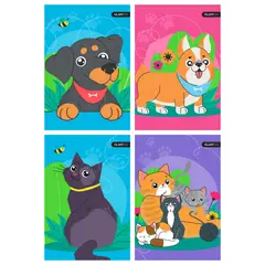 GLAM - Cuaderno Glamtex Carta 120h 7mm Mascotas 4uni