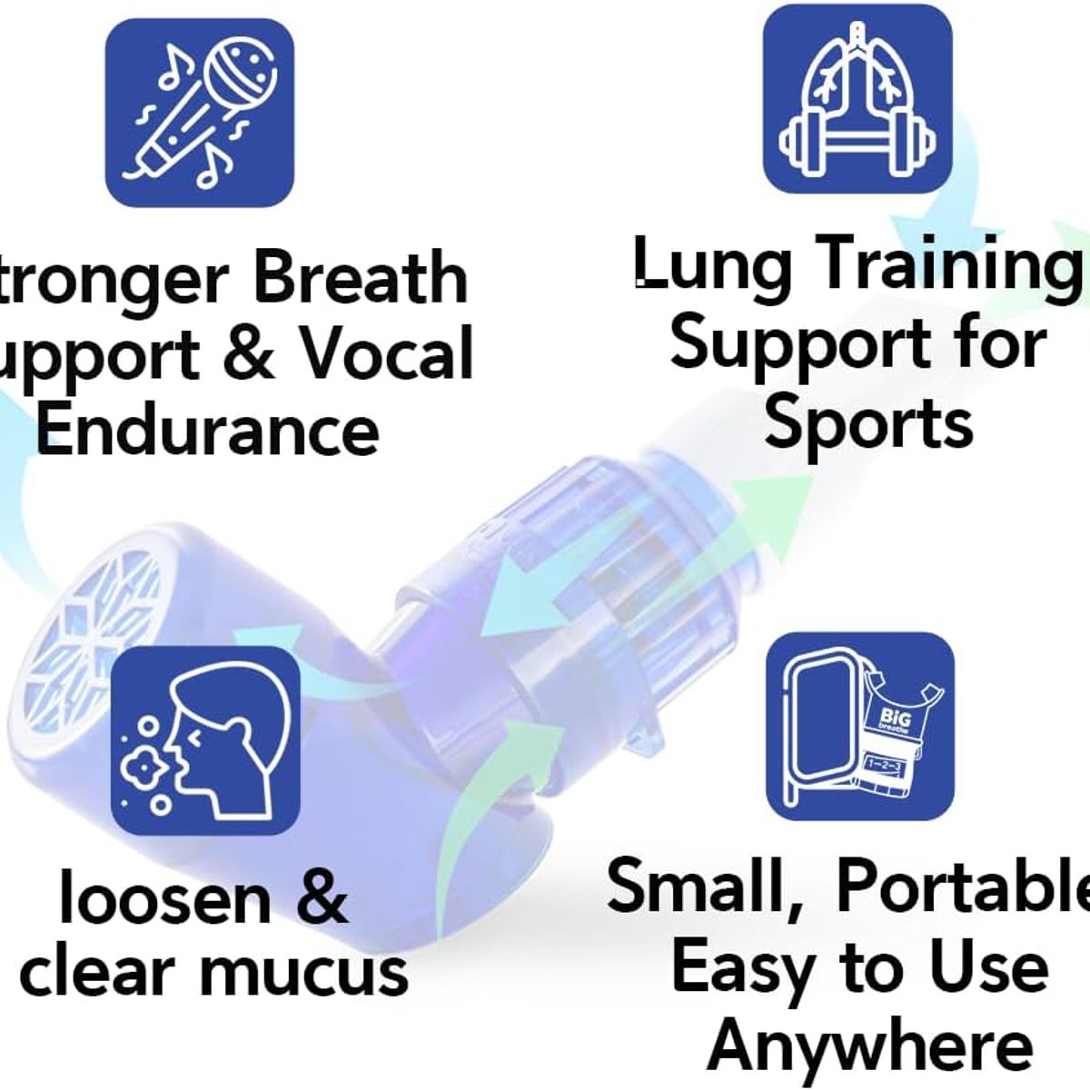 BIGBREATHE - Válvula Ejercitador Muscular Respiratorio V-pep Imt 3 En 1