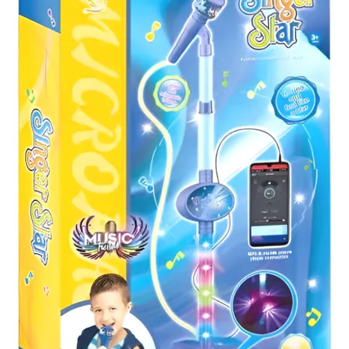 GENERICO - Micrófono Infantil De Juguete Con Pedestal Y Luces Karaoke