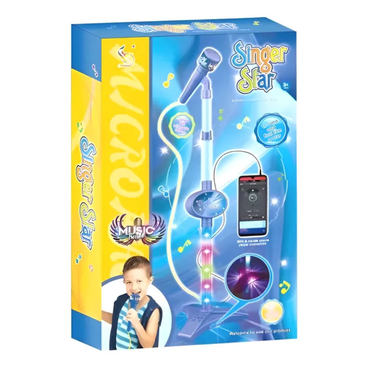 GENERICO - Micrófono Infantil De Juguete Con Pedestal Y Luces Karaoke