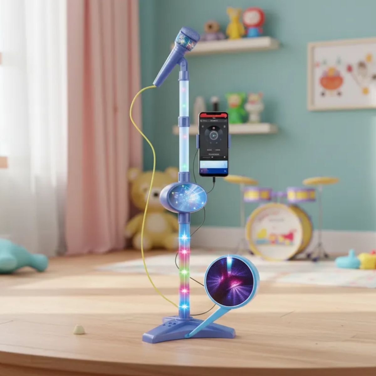 GENERICO - Micrófono Infantil De Juguete Con Pedestal Y Luces Karaoke