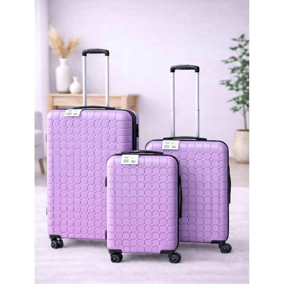GENERICO - Set 3 Maletas Rigidas Ruedas 360 Lila 26