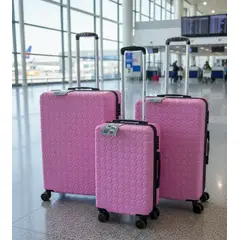 GENERICO - Set 3 Maletas Rigidas Ruedas 360 Rosado 26