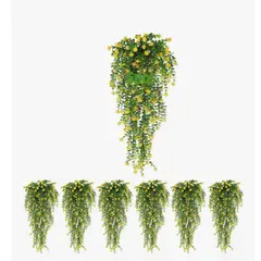 GENERICO - Plantas Colgantes Artificiales 6 Piezas Planta Decorativa Amarillo