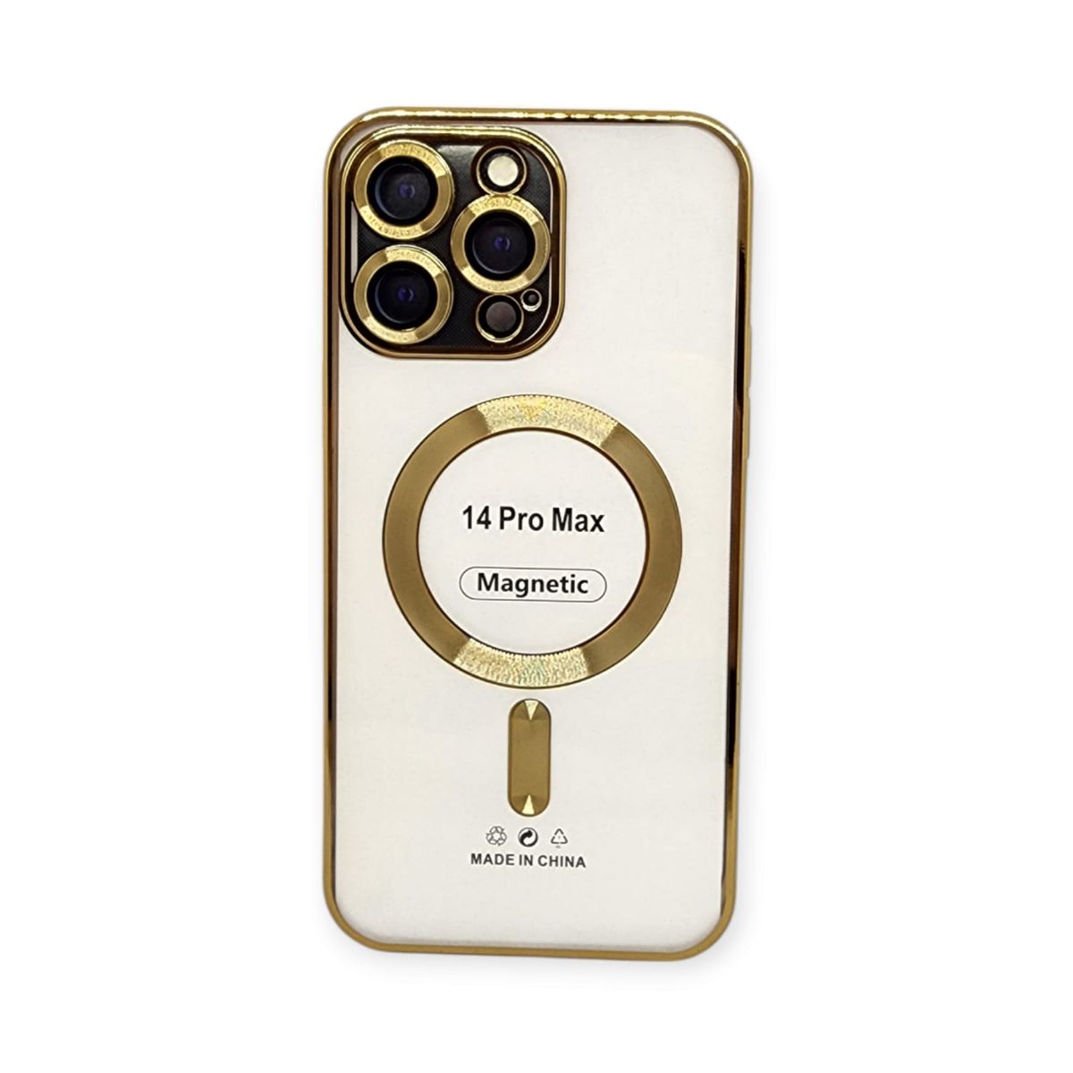 GENERICO - Funda elegante transparte generica iPhone 14 Pro Max DORADO
