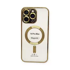 GENERICO - Funda elegante transparte generica iPhone 14 Pro Max DORADO
