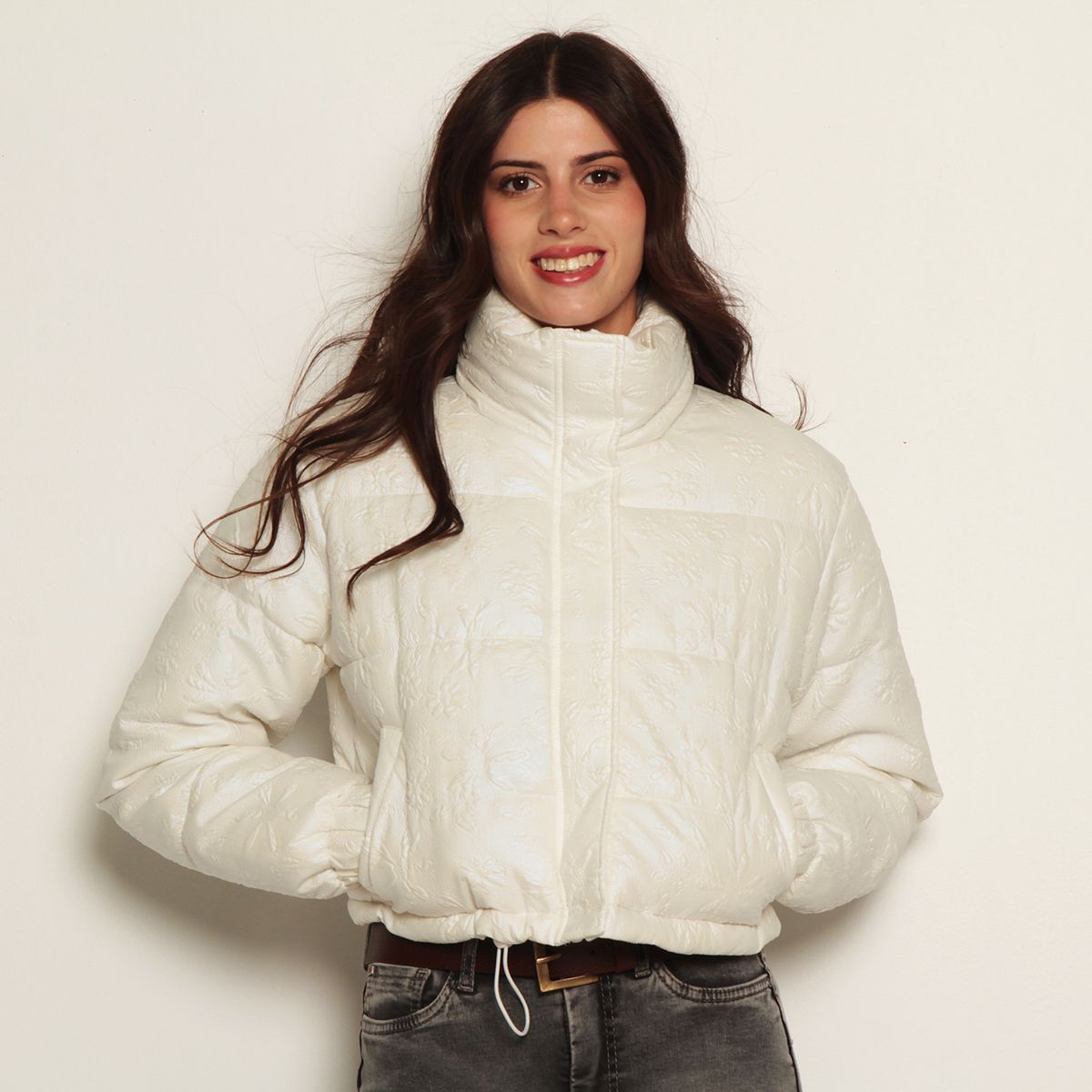 WADOS - PARKA MANGA LARGA  CON BROCHE Y CIERRE EN DELANTERO CINTURA AJUSTABLE
