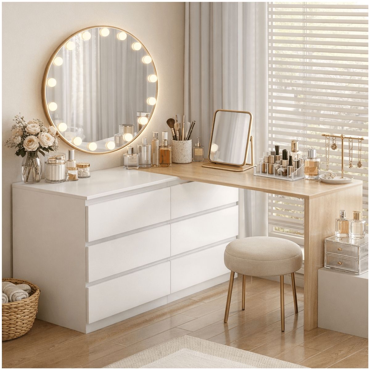 HOMER DESIGN - Tocador Convertible En L+comoda 120x40x70+120x40x68cm