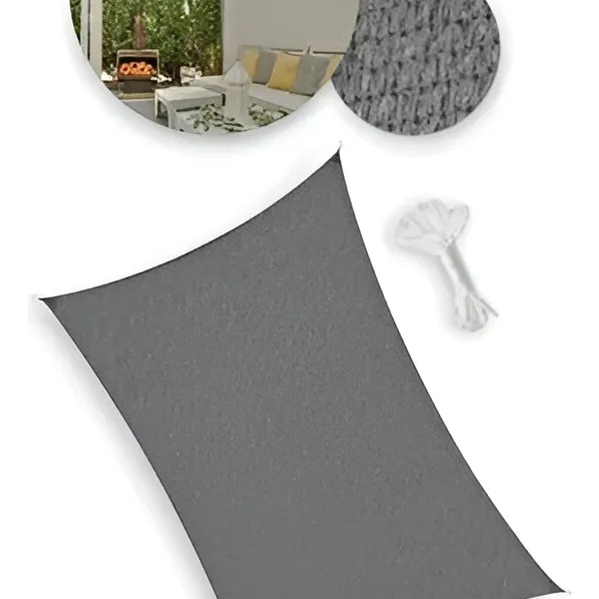 GENERICO - Toldos vela Cuadrado 4x4 Ideal para la protección UV Gris