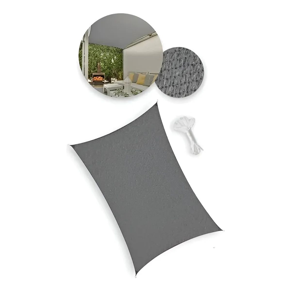 GENERICO - Toldos vela Cuadrado 4x4 Ideal para la protección UV Gris