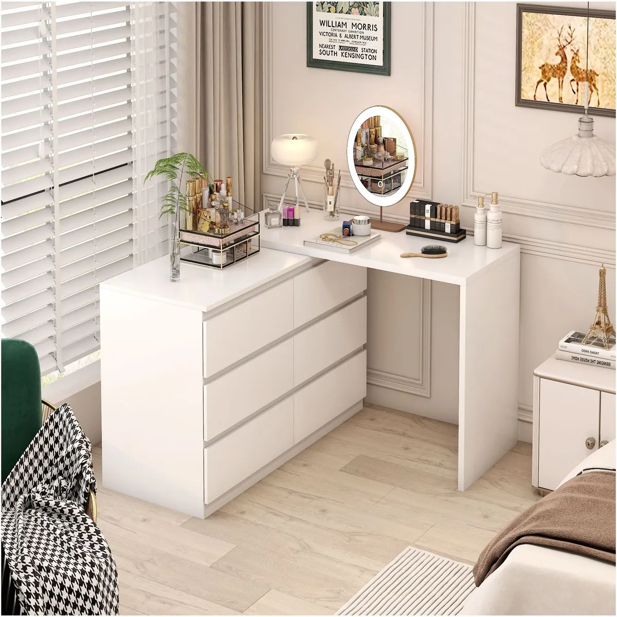 HOMER DESIGN - Tocador Convertible En L+comoda 120x40x70+120x40x68cm