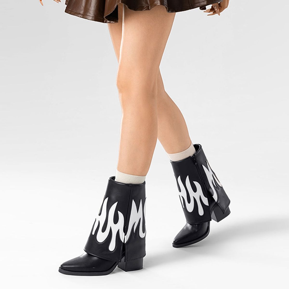 WEIDE - Botas Largas Mujer Eco Cuero De Moda Taco Alto Weide DH83