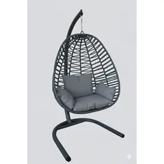 GENERICO - Reposera Colgante Ovalada Gris con Cojín Suave