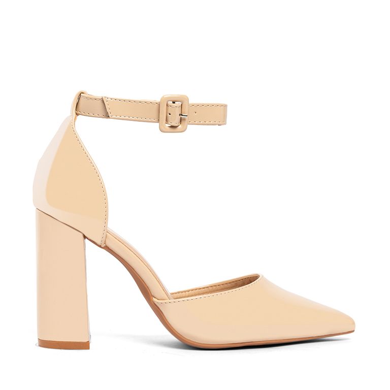 Zapato Taco Alto Beige Fiesta Mujer GH62