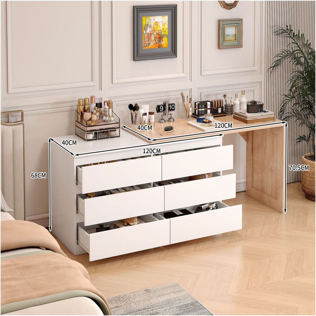 HOMER DESIGN - escritorio Convertible En L+comoda 120x40x70+120x40x68cm