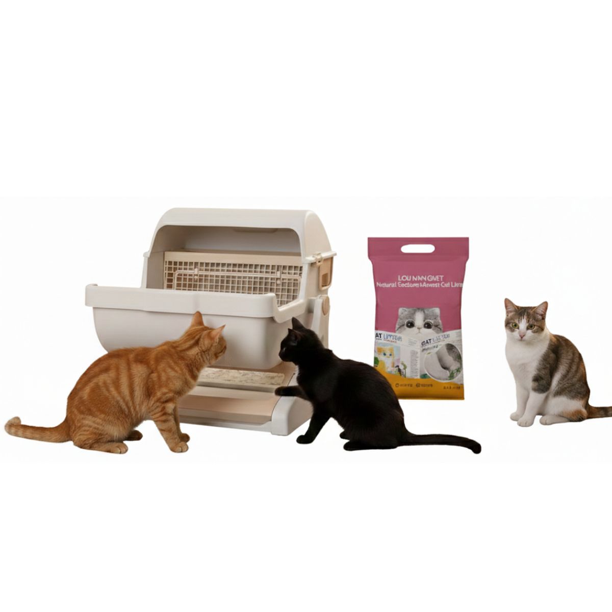 SUKEA - Pack Arenero Cerrado Grande Con Pala + Arena 10kg Mineral Beige