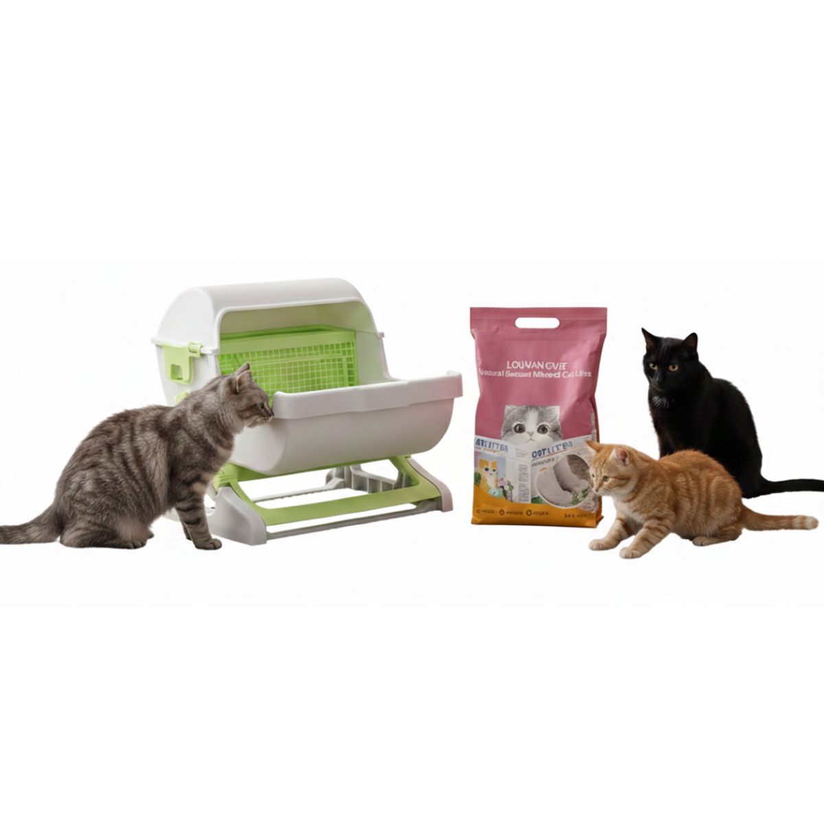 SUKEA - Pack Arenero Cerrado Grande Con Pala + Arena 10kg Mineral Verde